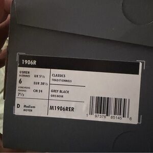 New Balance 1906R Grey and Black Classics Women’s 7.5/Mens 6